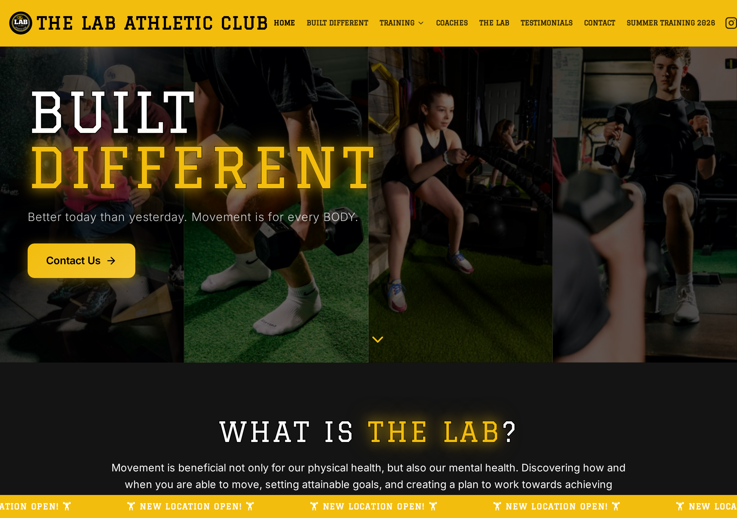 Preview of The Lab Athletic Club website homepage